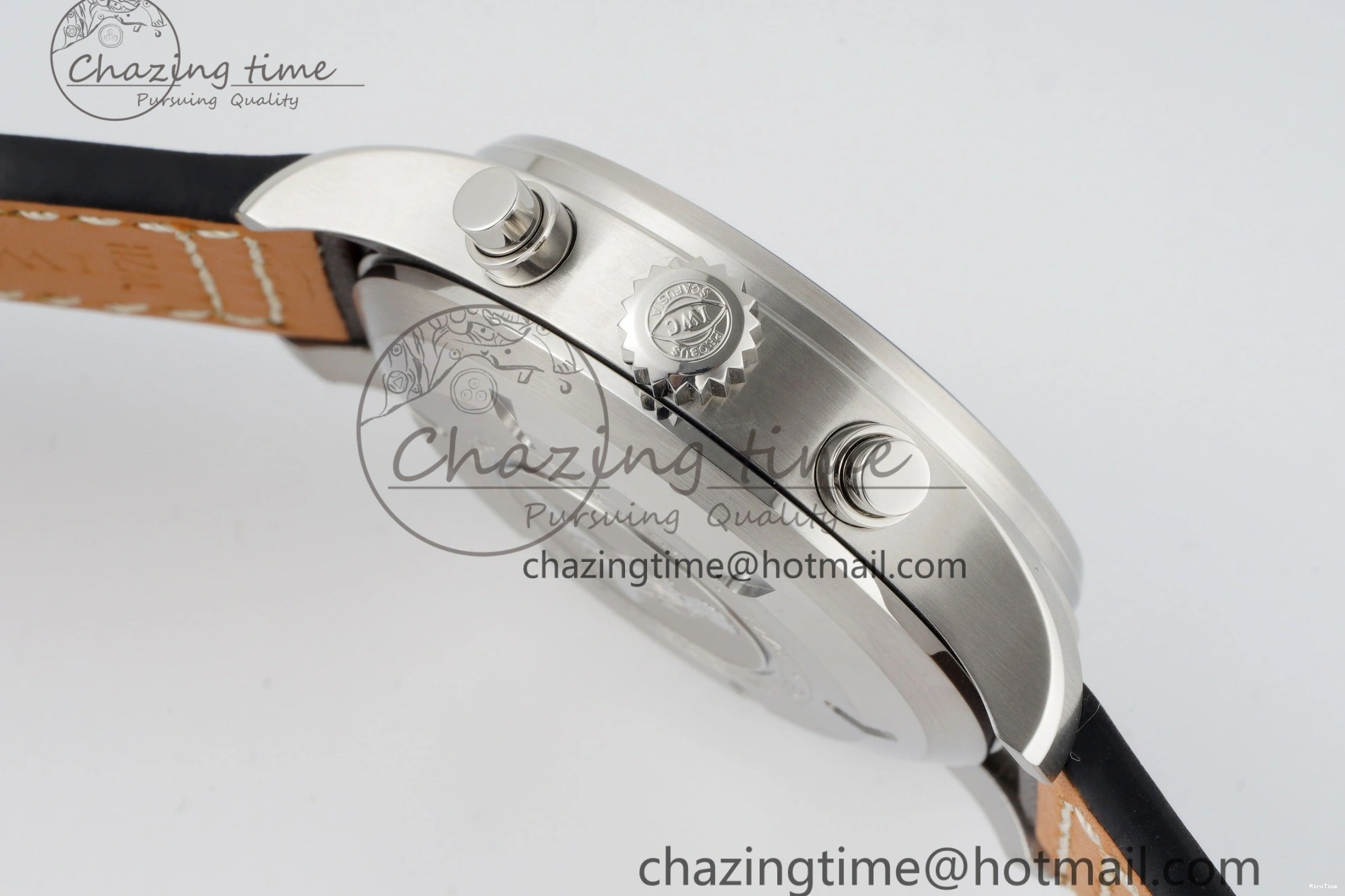 MIROTIME 0323 Pilot Chrono SS AZF 1:1 Best Edition Blue Dial on Brown Leather Strap A TimelessDesign 7060